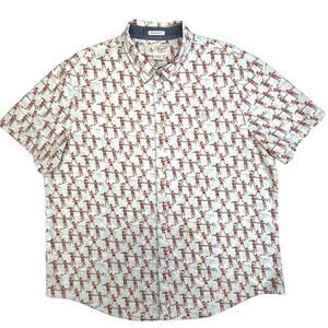 Original Penguin Heritage Slim Fit XL Lifeguard Print Cotton Button-Up Shirt